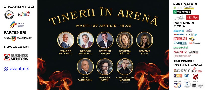 Tinerii în Arenă: micii antreprenori mai au doar câteva zile până la prezentările în fața juriului format din oameni de afaceri celebri